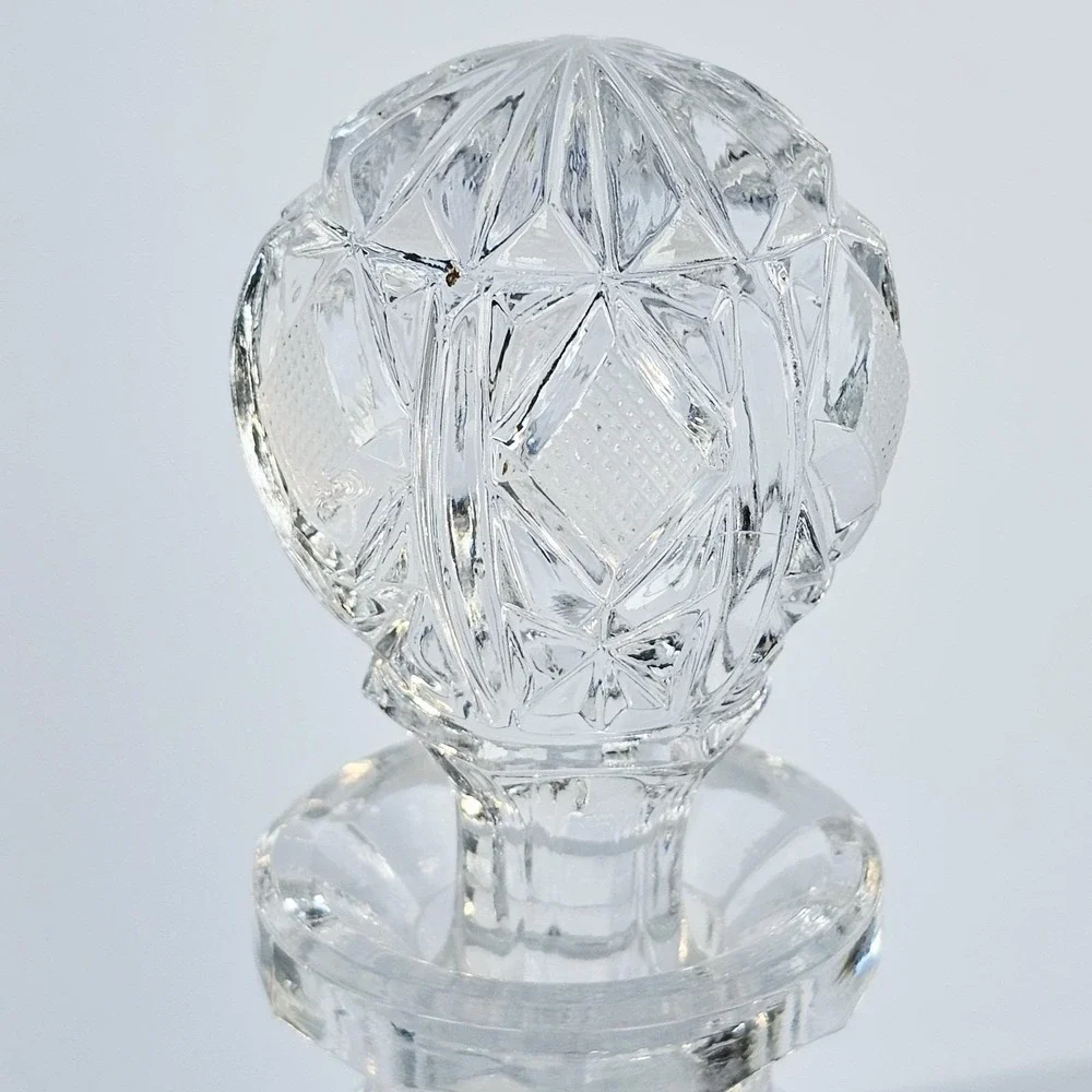 Vintage MCM Heavy Lead Crystal Liquor Decanter Starburst Diamond Pattern Barware